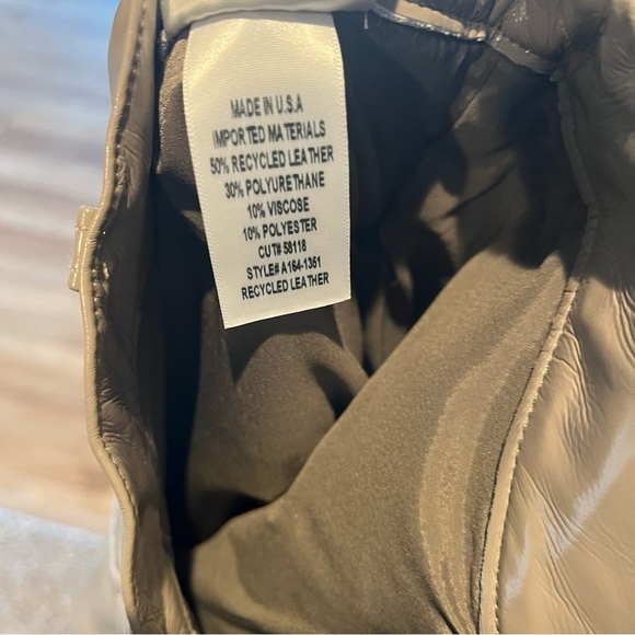 NWT Agolde Sz 31 Recycled Leather 90's Pinch Waist Pants Quail Beige Patent $378 - Picture 7 of 7